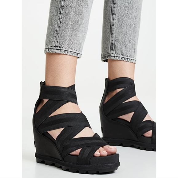 Sorel Shoes - Sorel Joanie II Strap Wedge Sandals Back Zip Criss Cross 7